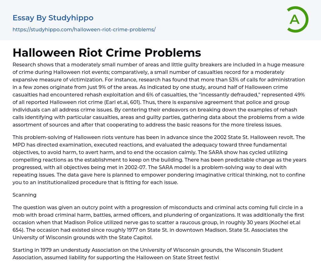 Halloween Riot Crime Problems Essay Example