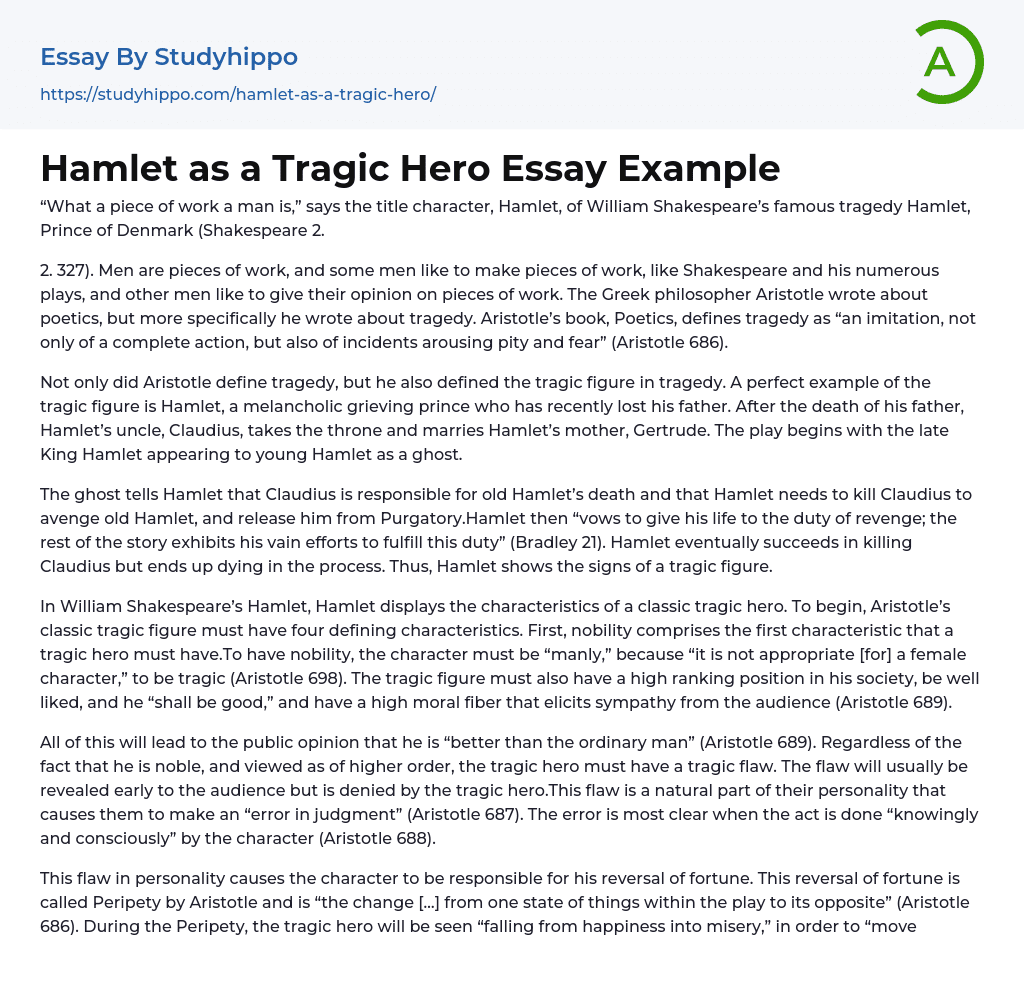 Hamlet as a Tragic Hero Essay Example