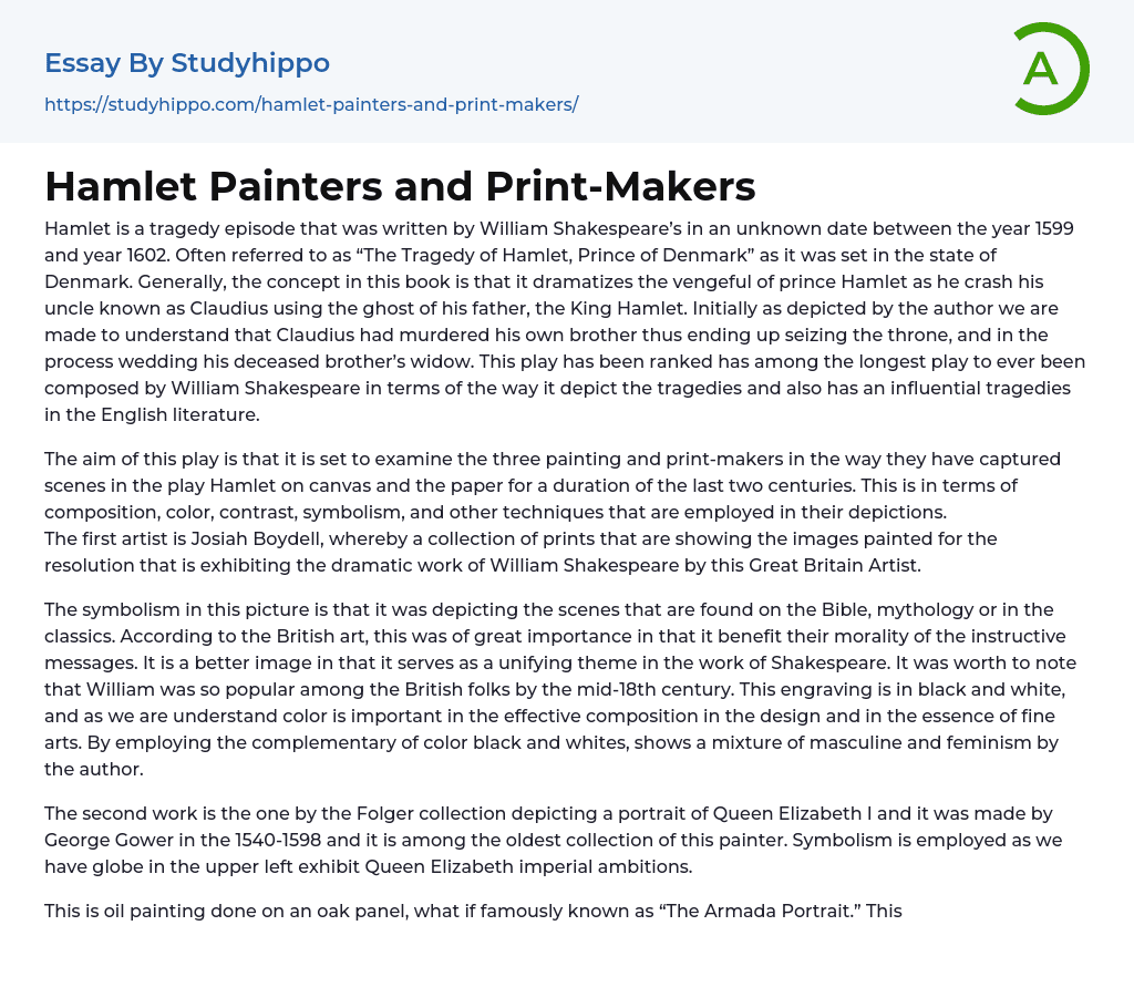 Hamlet Painters and Print-Makers Essay Example