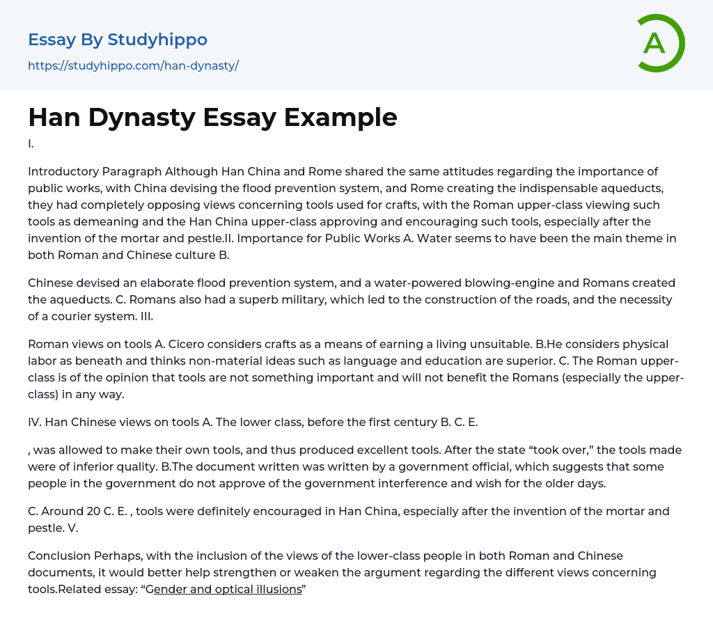 Han Dynasty Essay Example