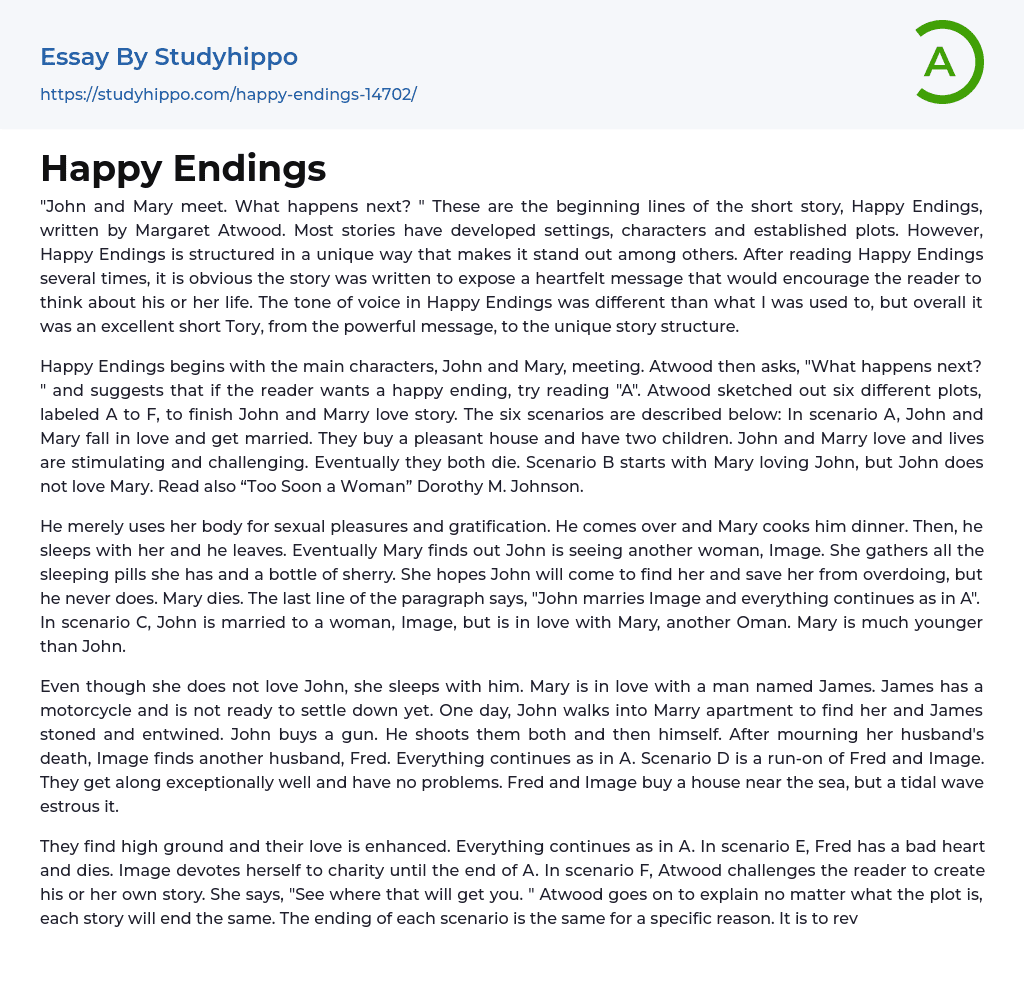 Happy Endings Essay Example