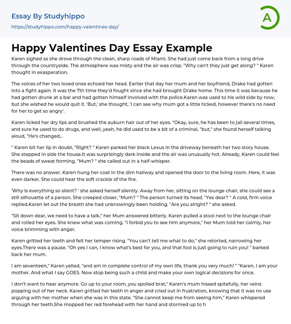 write down the summary of the essay valentines day