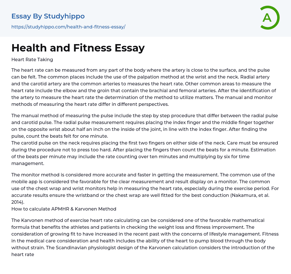 write an essay about health and fitness
