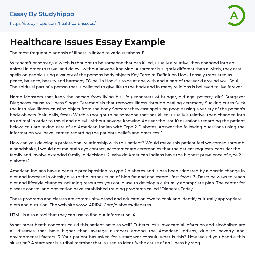 Healthcare Issues Essay Example