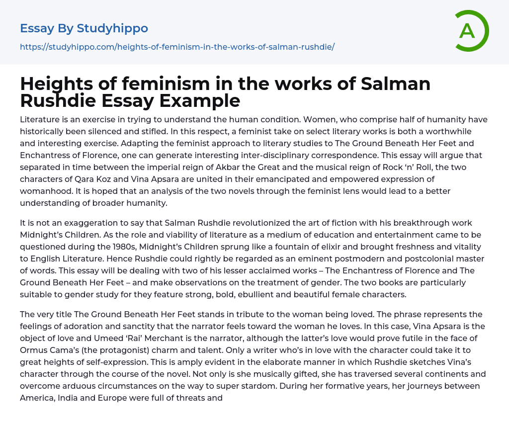 Heights of feminism in the works of Salman Rushdie Essay Example