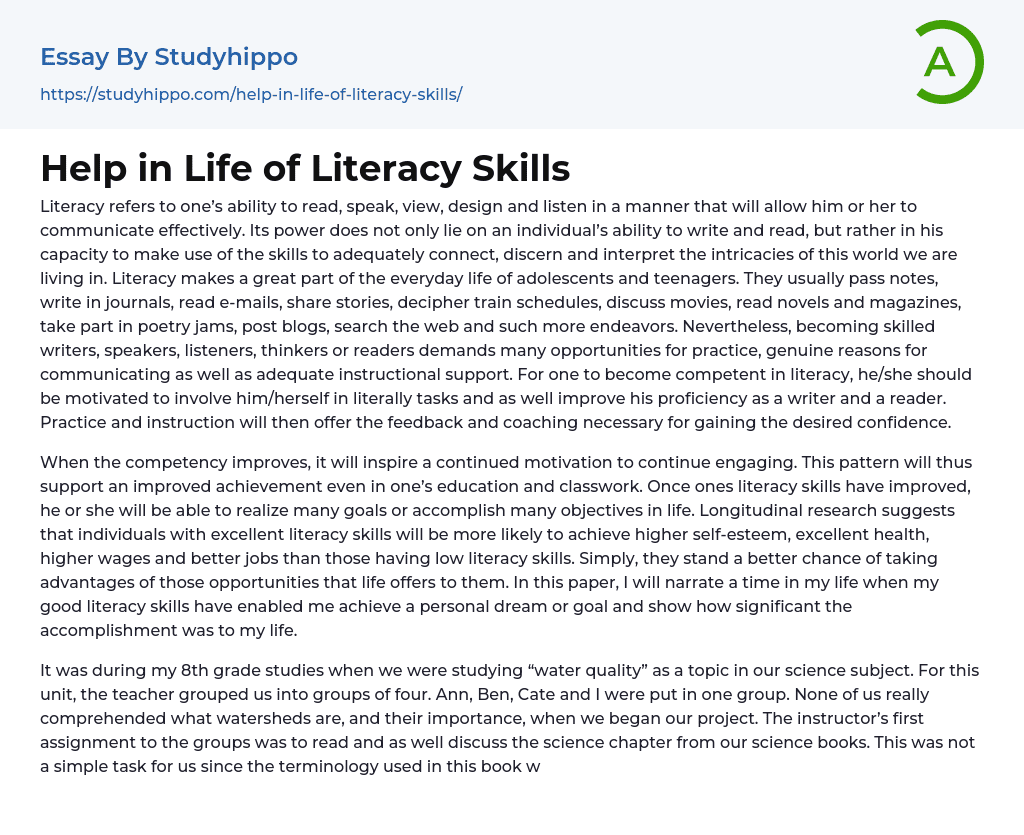 literacy skills essay