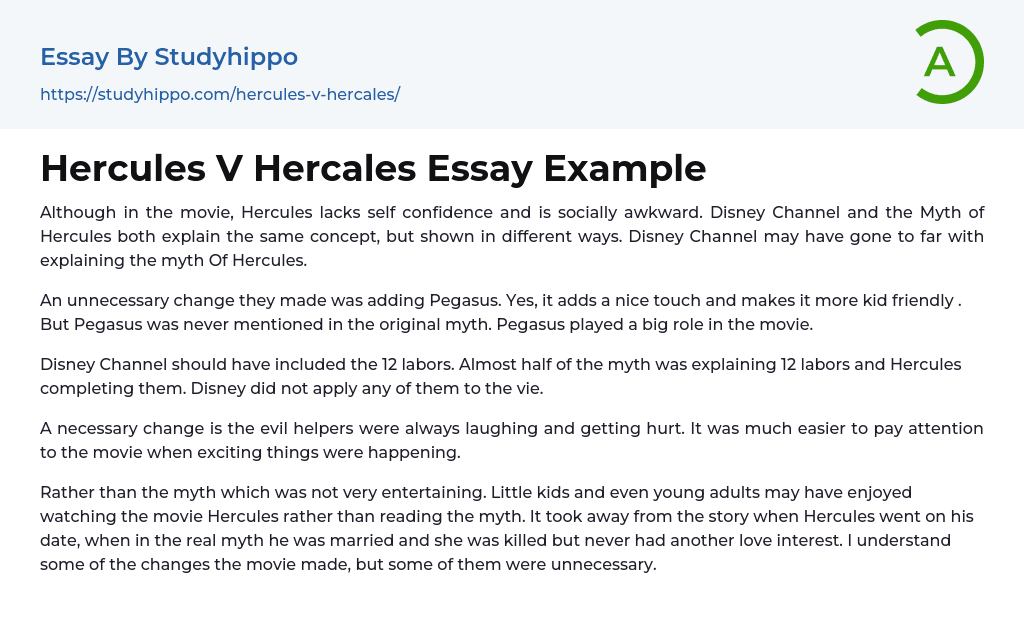 Hercules V Hercales Essay Example