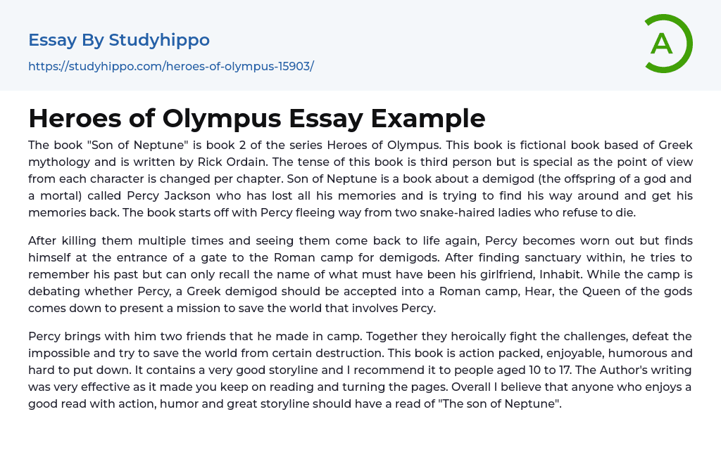 Heroes of Olympus Essay Example