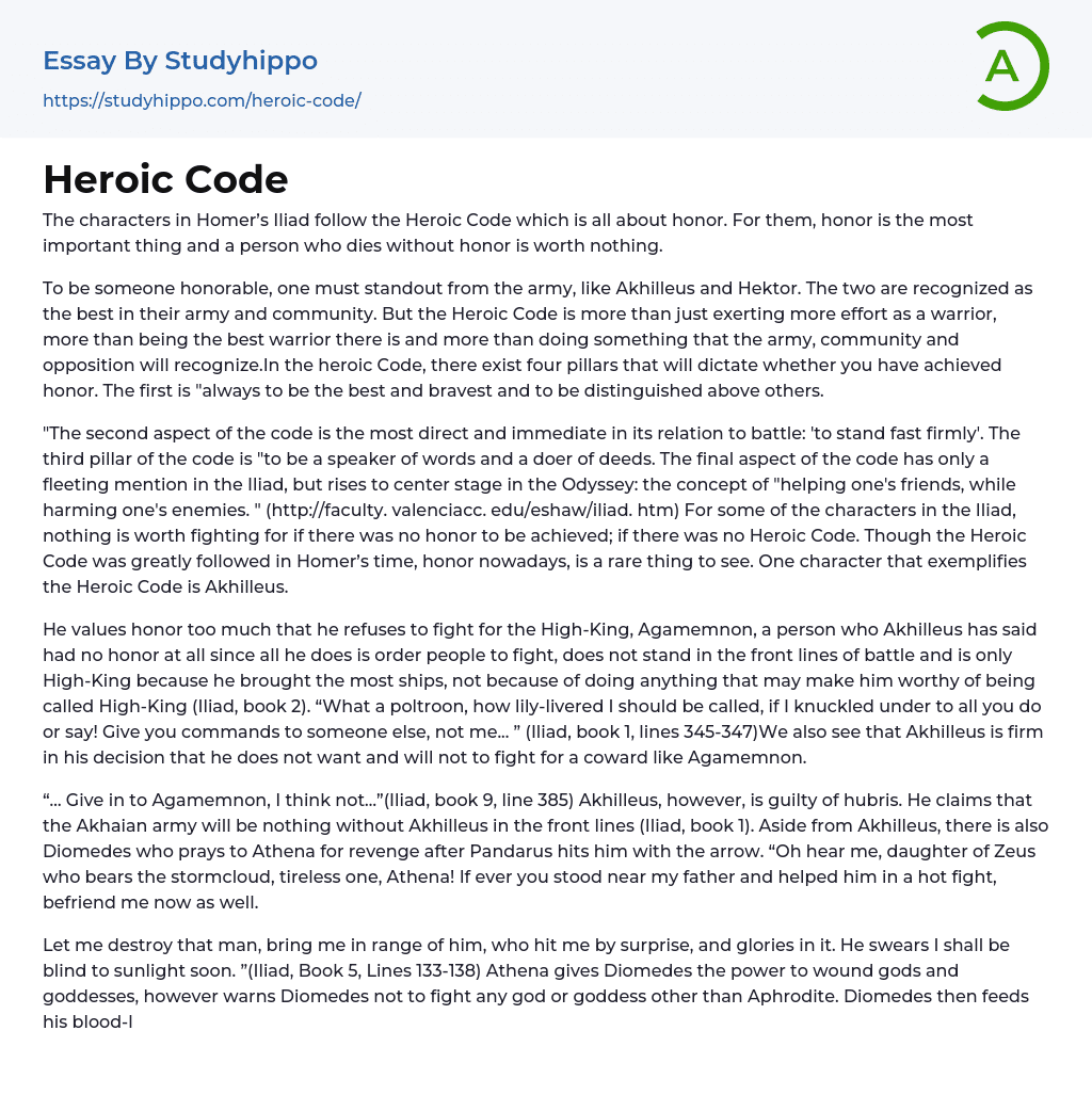 heroic code essay