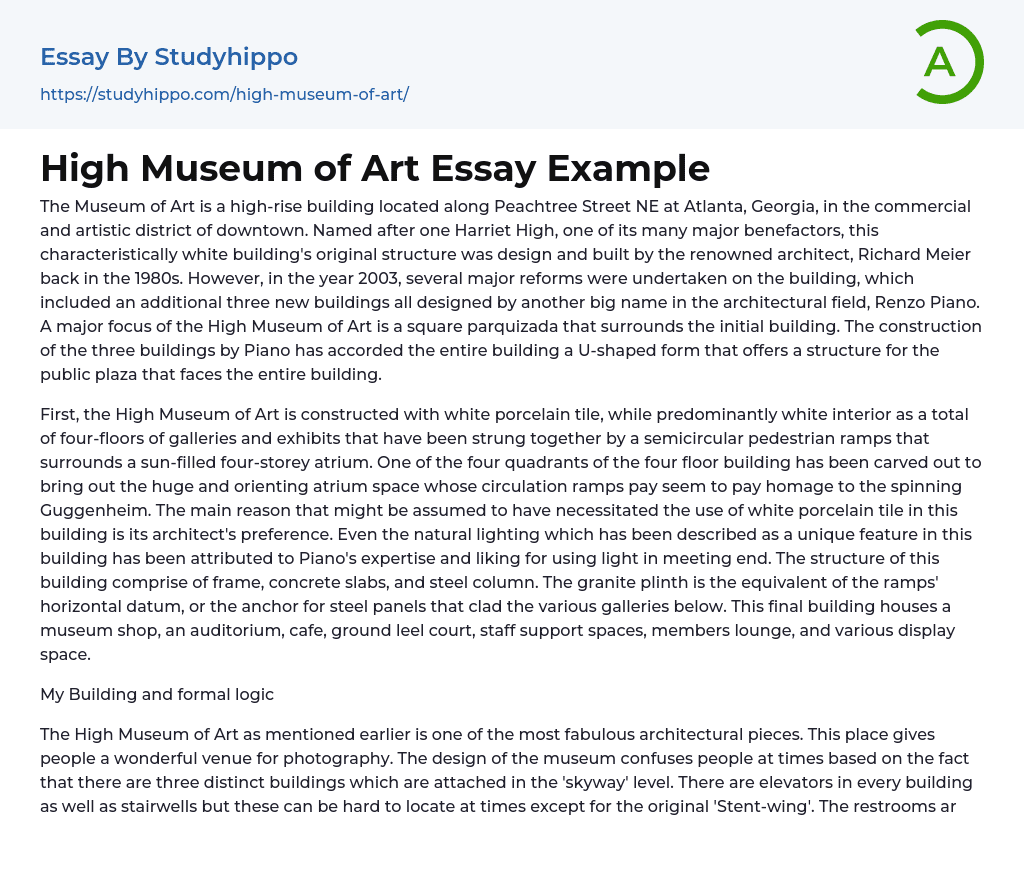 High Museum of Art Essay Example