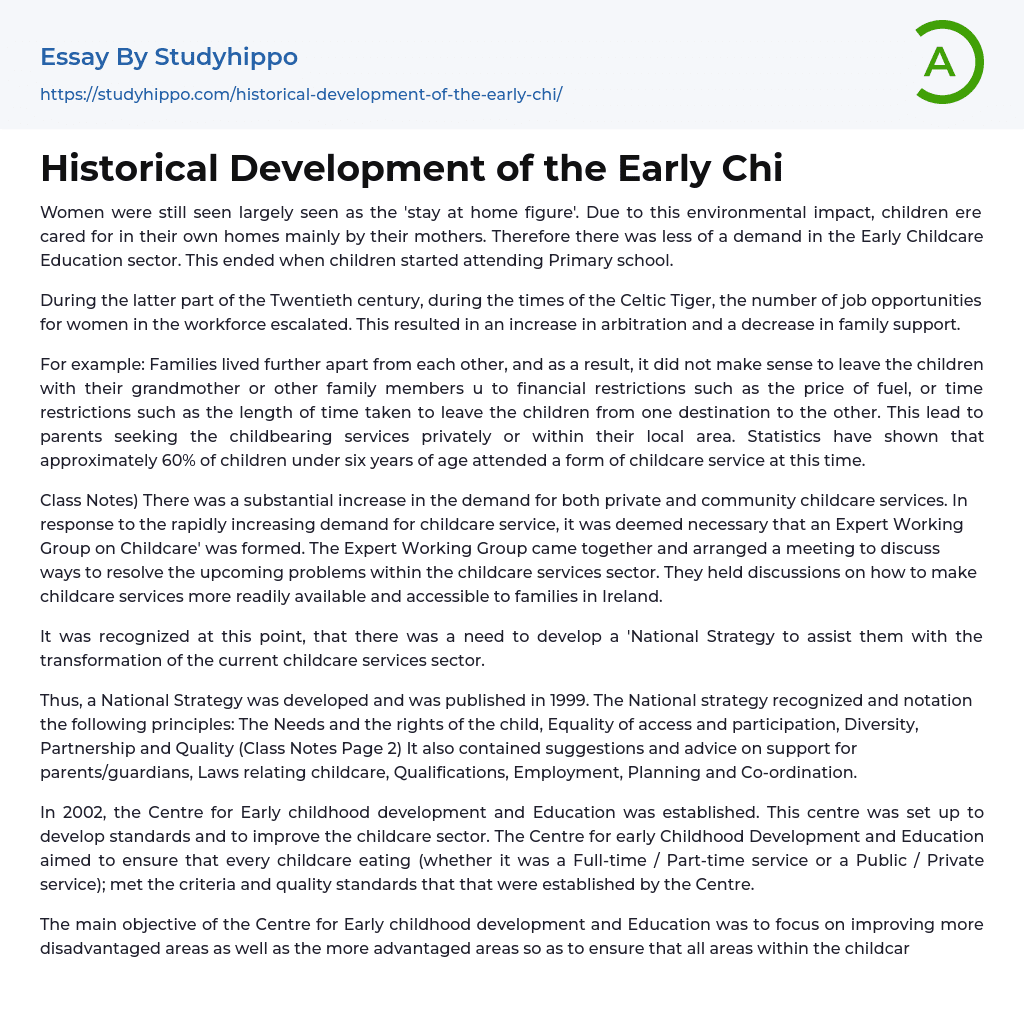 Historical Development of the Early Chi Essay Example