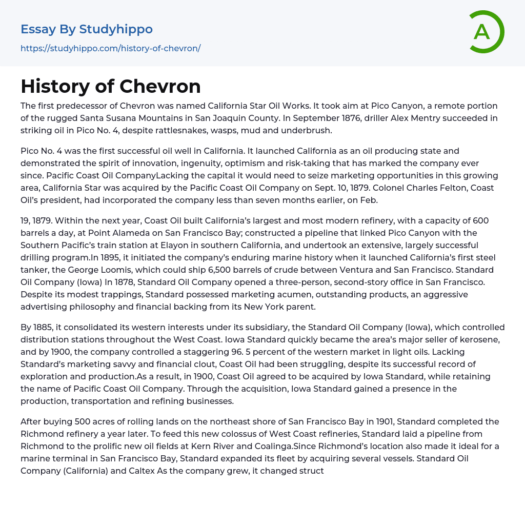 History of Chevron Essay Example
