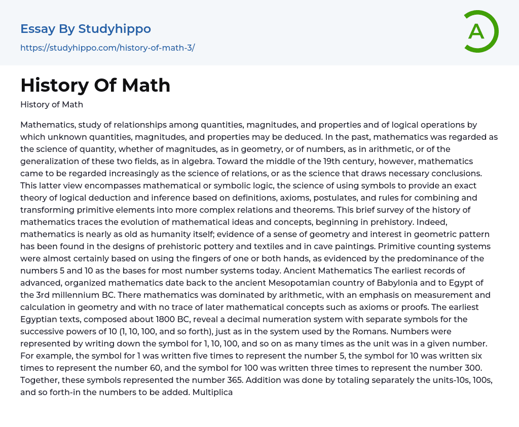 research paper on the history of math