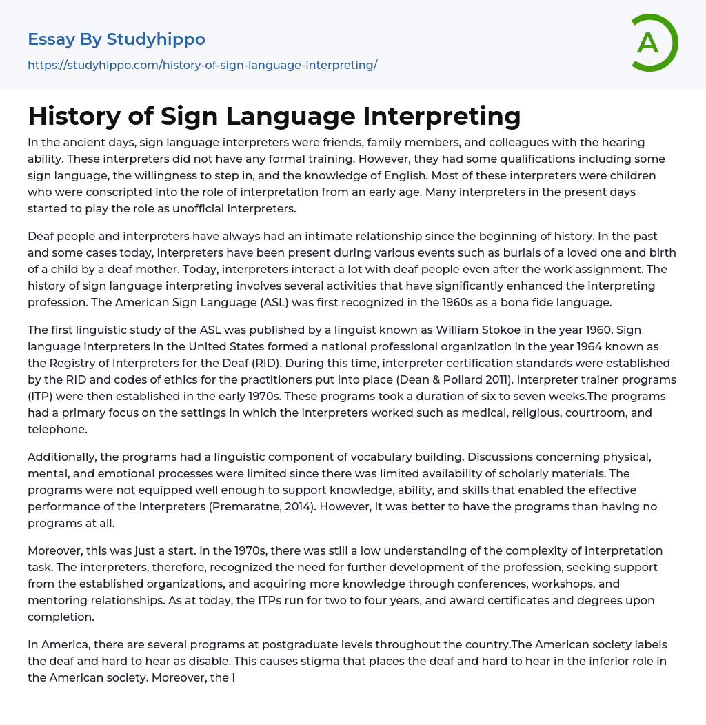 essay in sign language