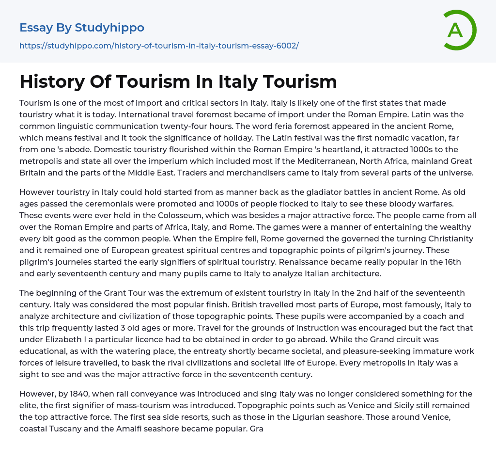 tourism in italy essay