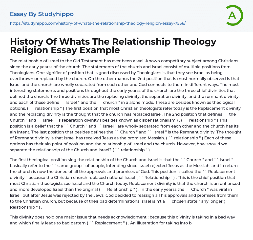 History Of Whats The Relationship Theology Religion Essay Example