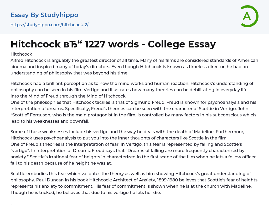 Hitchcock 1227 words – College Essay