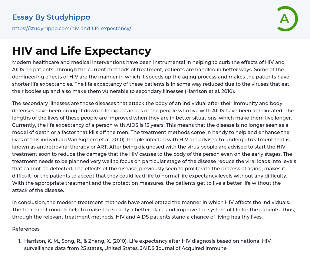 HIV and Life Expectancy Essay Example