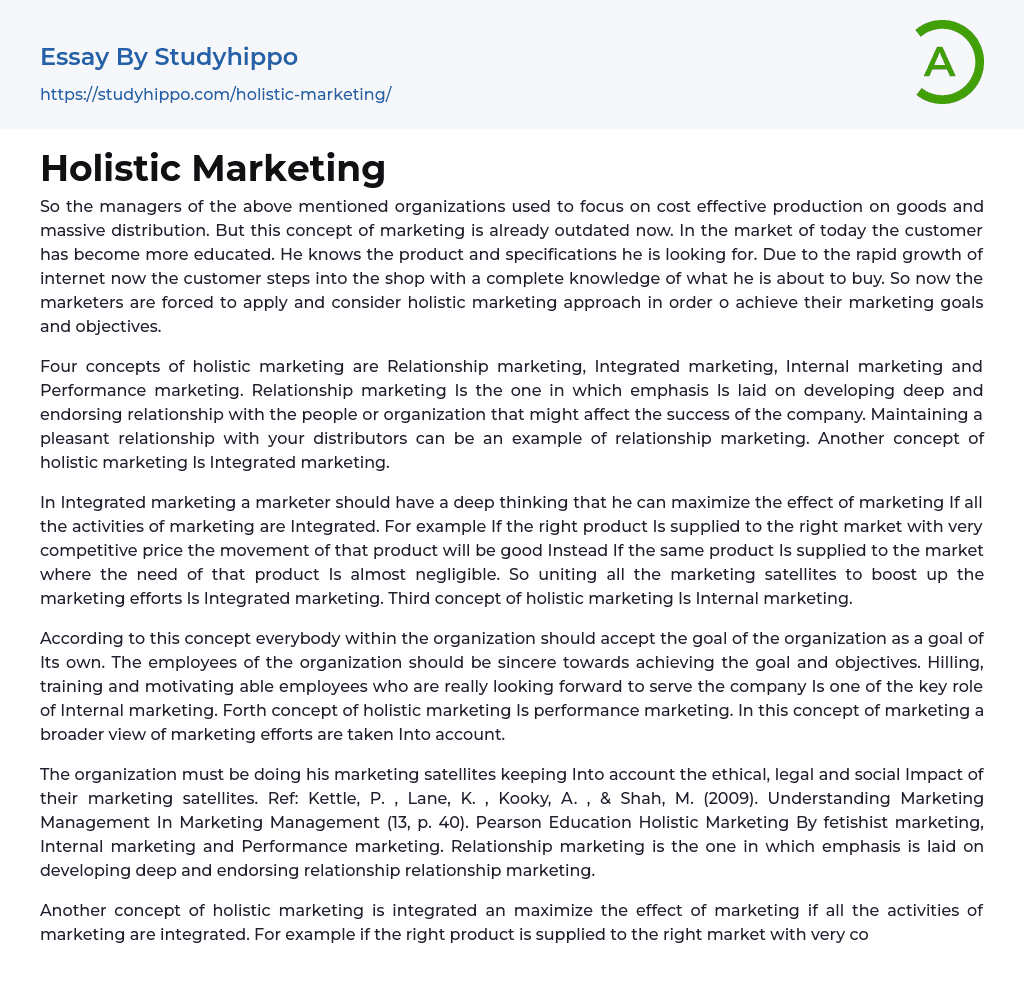 holistic marketing essay