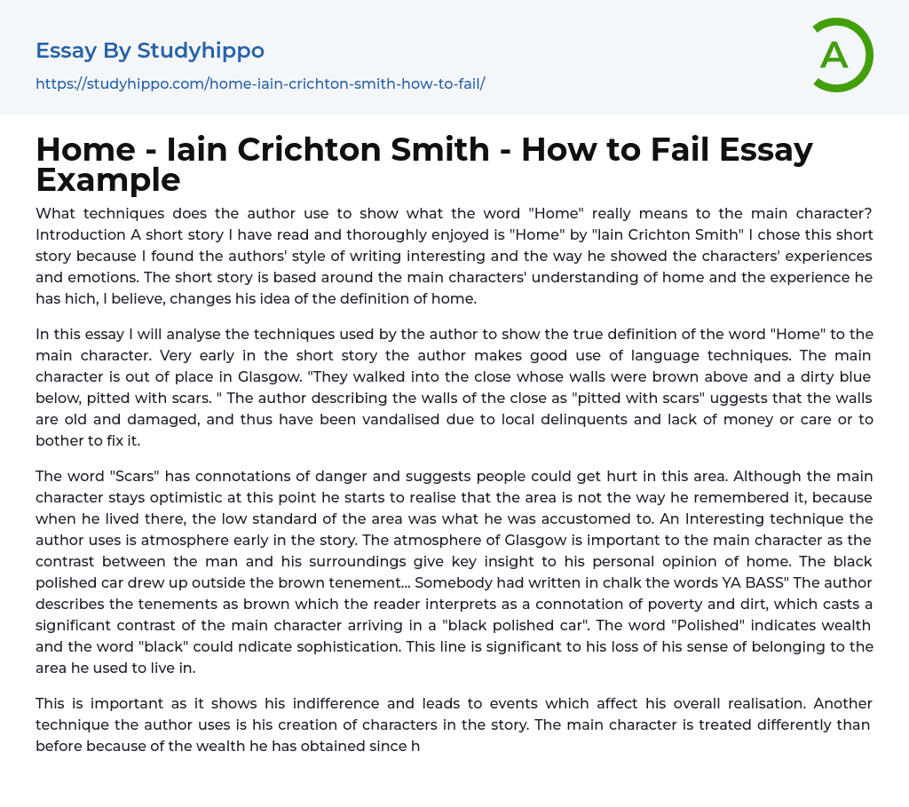 Home – Iain Crichton Smith – How to Fail Essay Example
