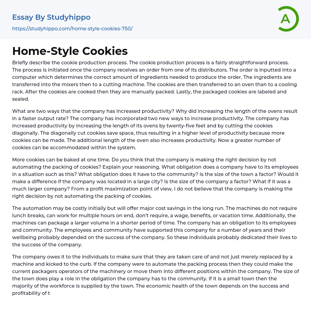 Home-Style Cookies Essay Example