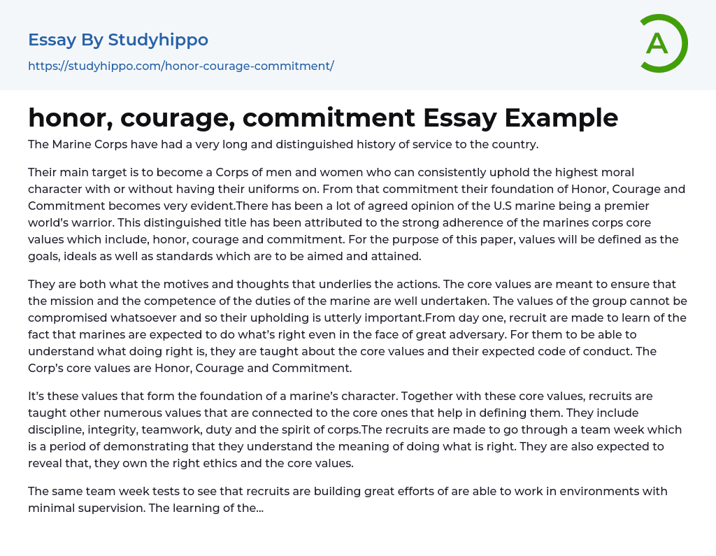honor, courage, commitment Essay Example