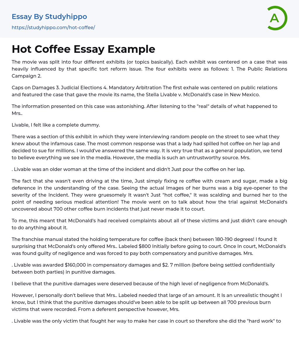 Hot Coffee Essay Example