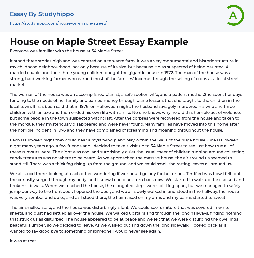 House on Maple Street Essay Example