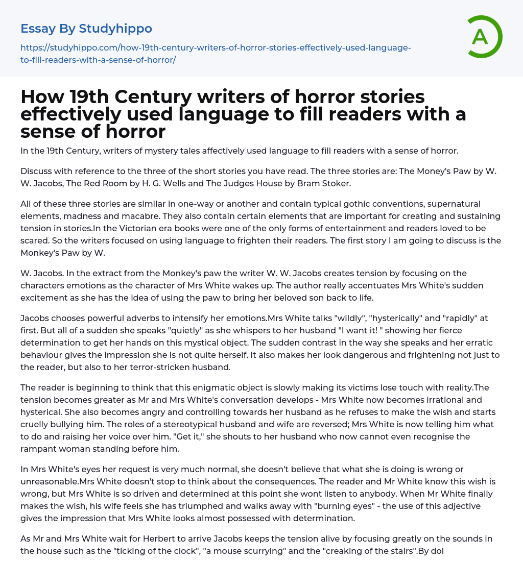 Creating Horror Through Language in 19th Century Mystery Tales