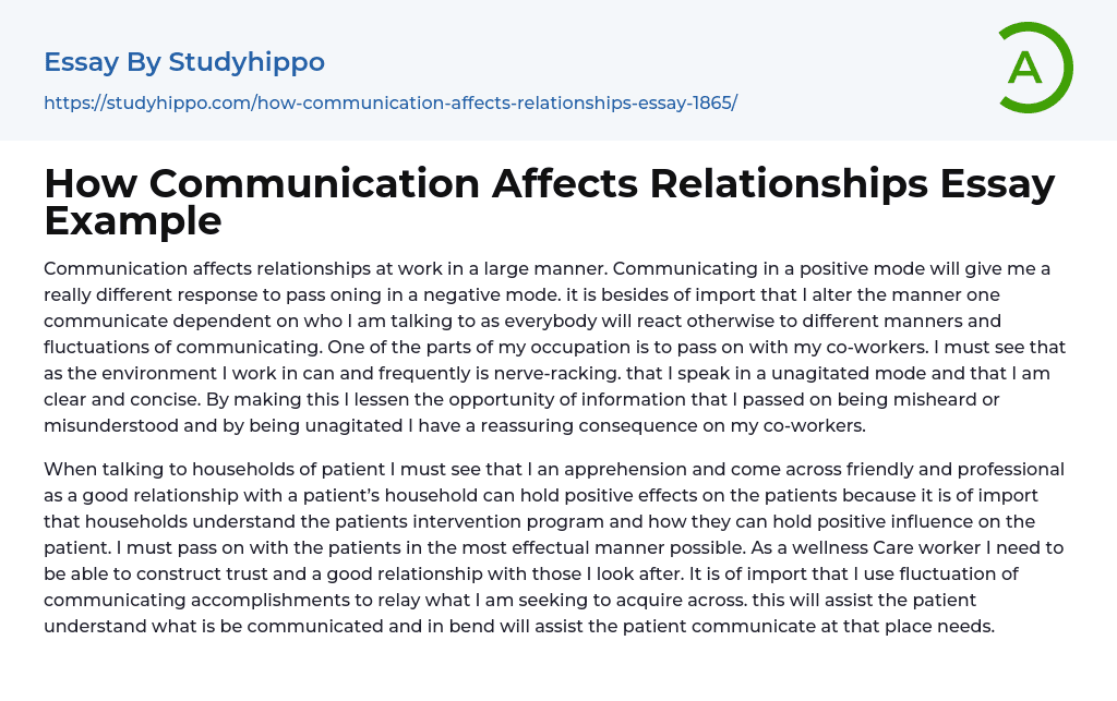How Communication Affects Relationships Essay Example