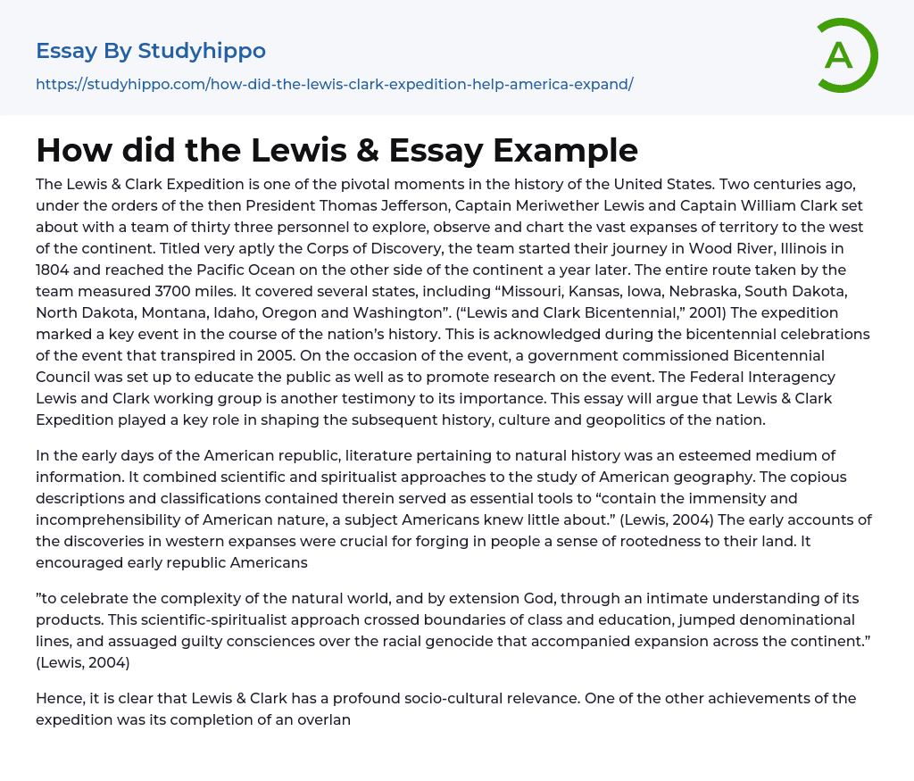 How did the Lewis &#038 Essay Example