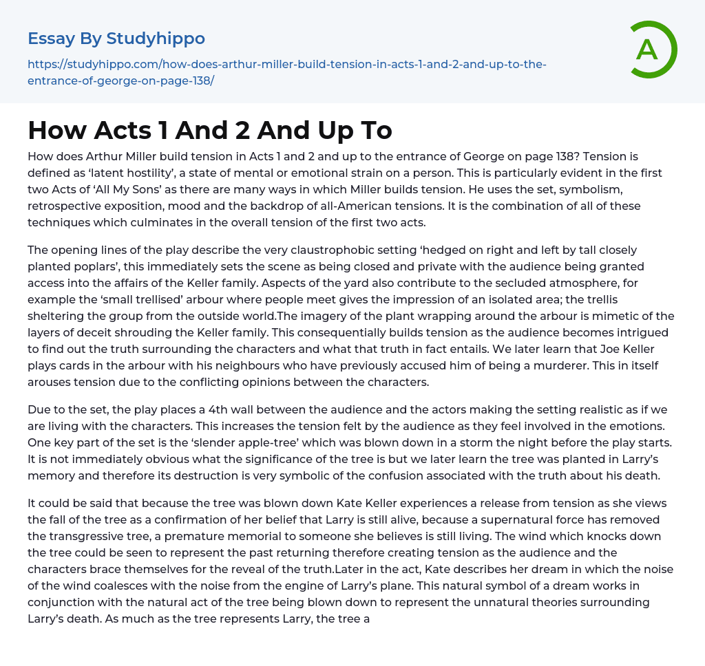How Acts 1 And 2 And Up To Essay Example