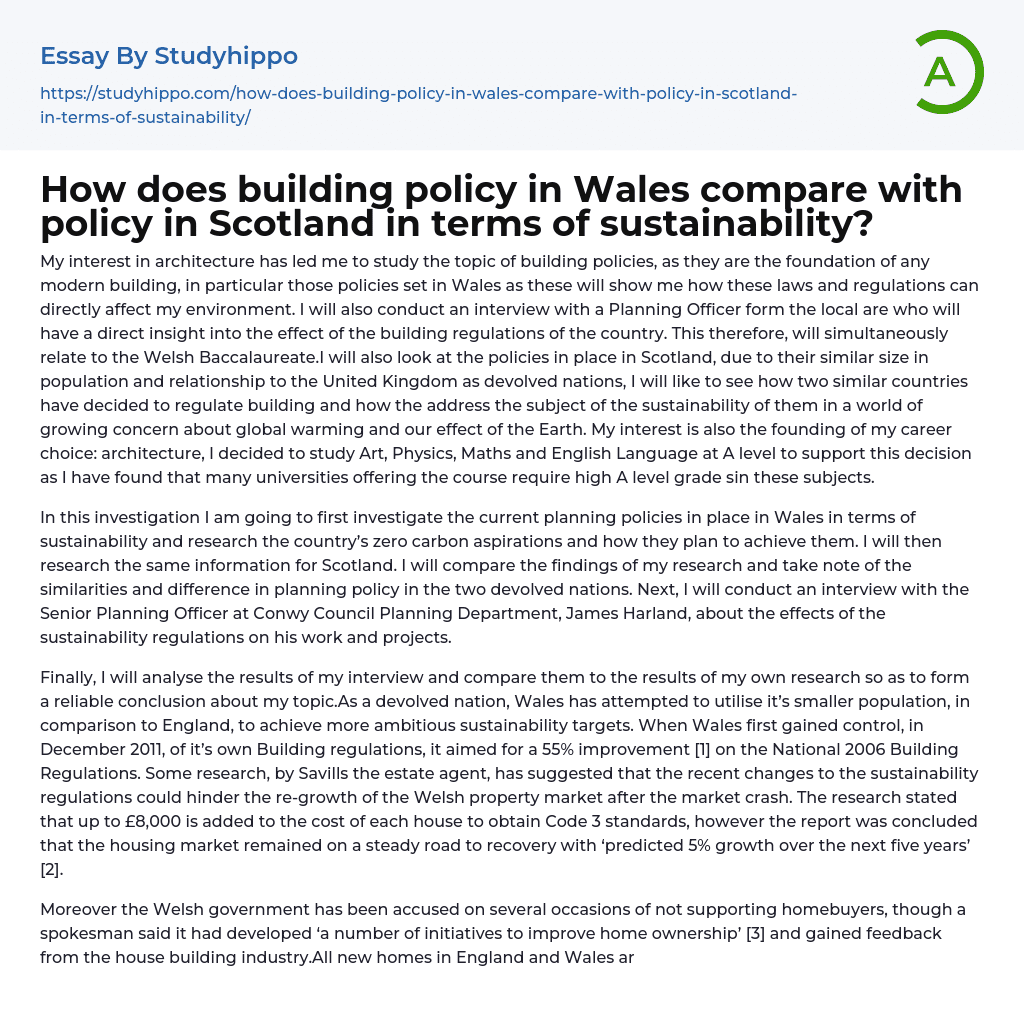 Exploring Building Policies in Wales