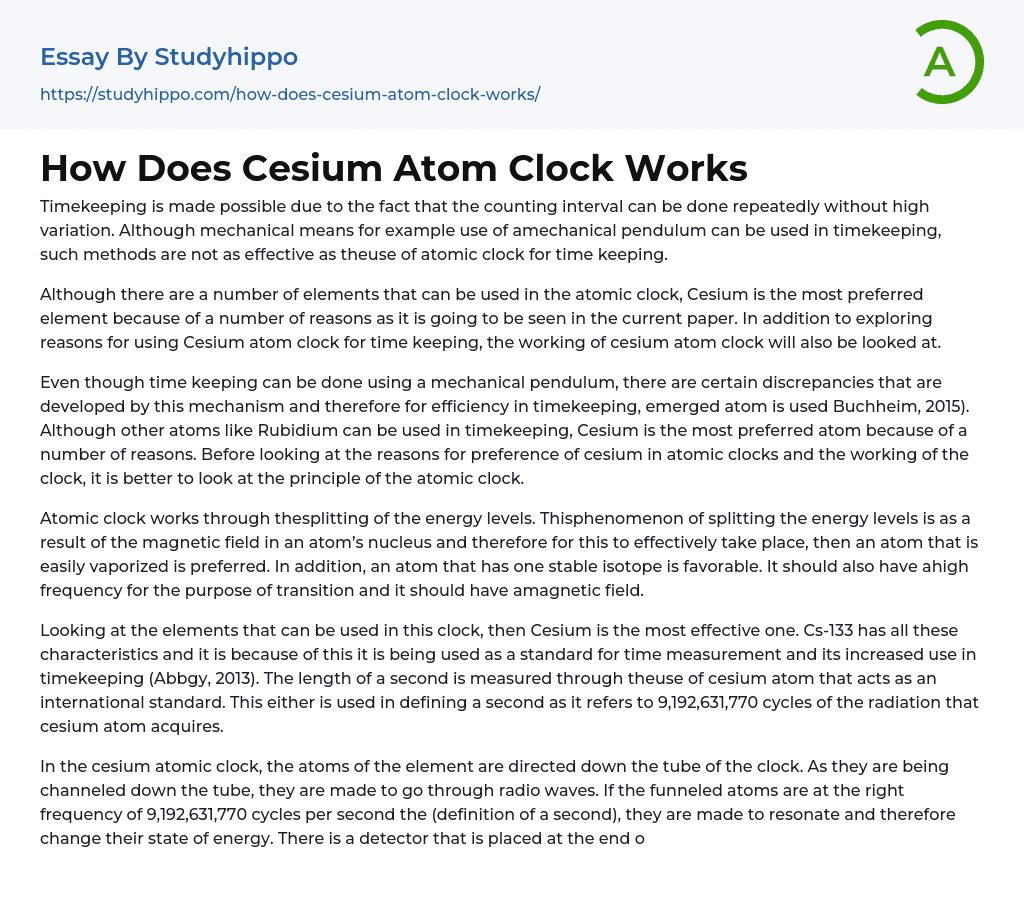 How Does Cesium Atom Clock Works Essay Example