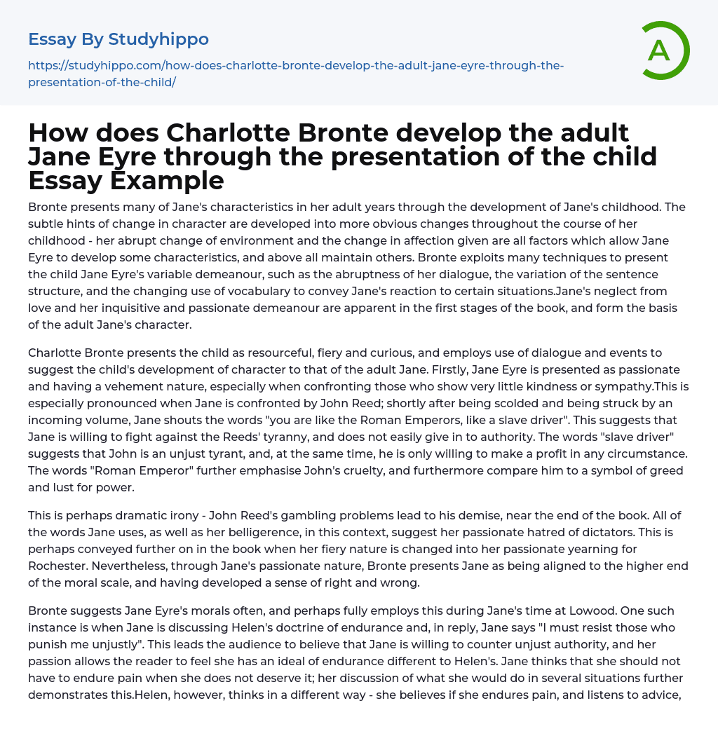 Jane Eyre’s Transformation Through Childhood Experiences