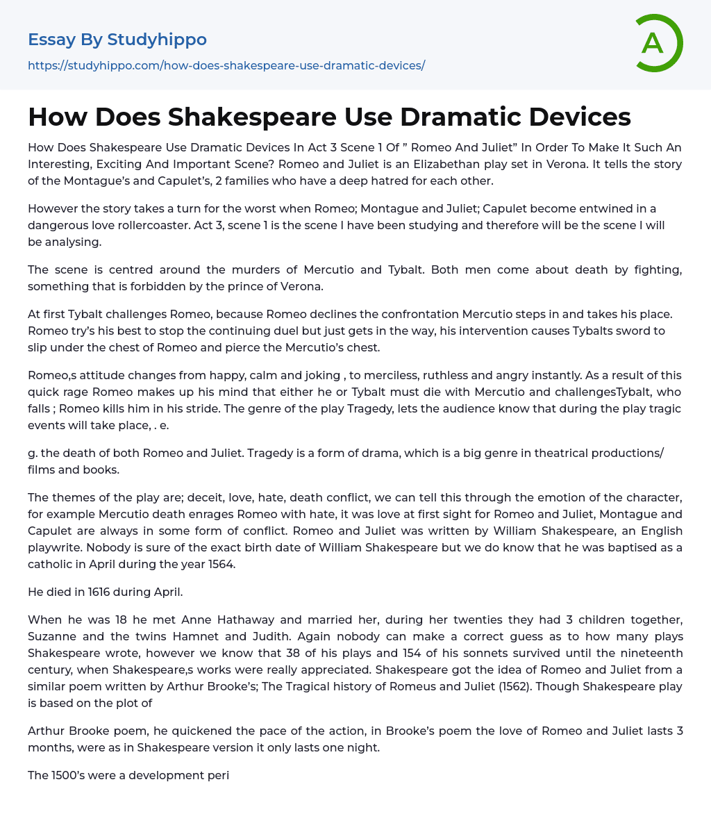 dramatic devices essay