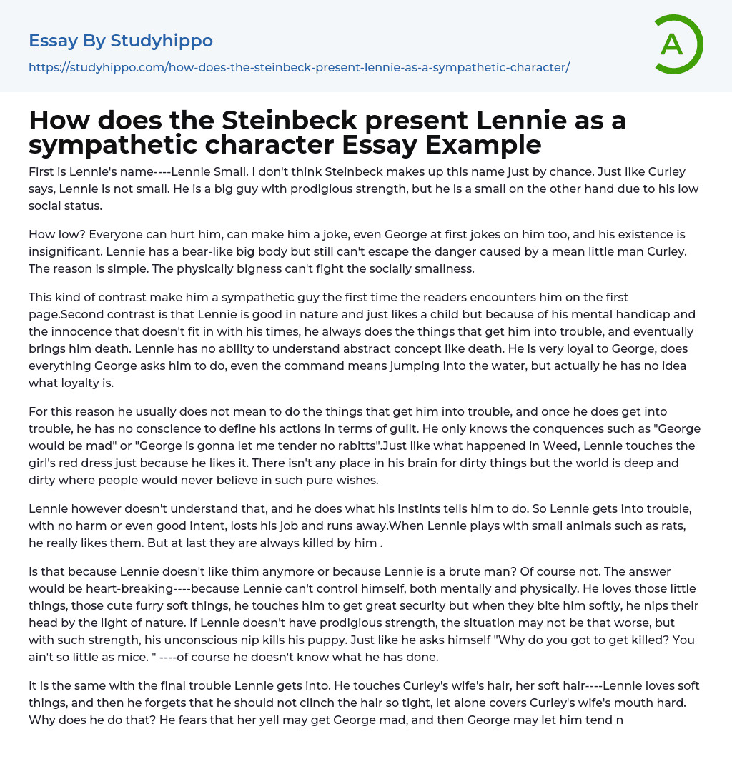 lennie character analysis essay