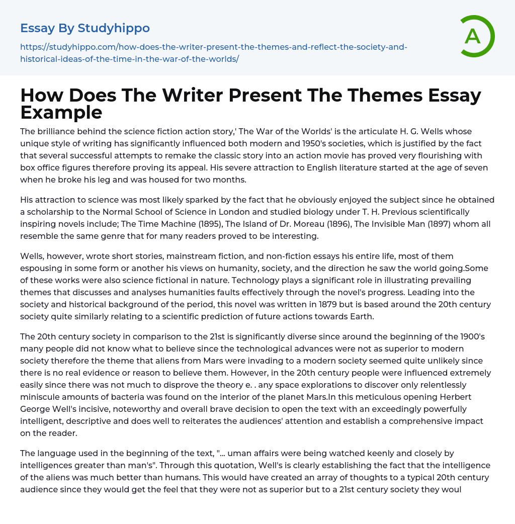 How Does The Writer Present The Themes Essay Example