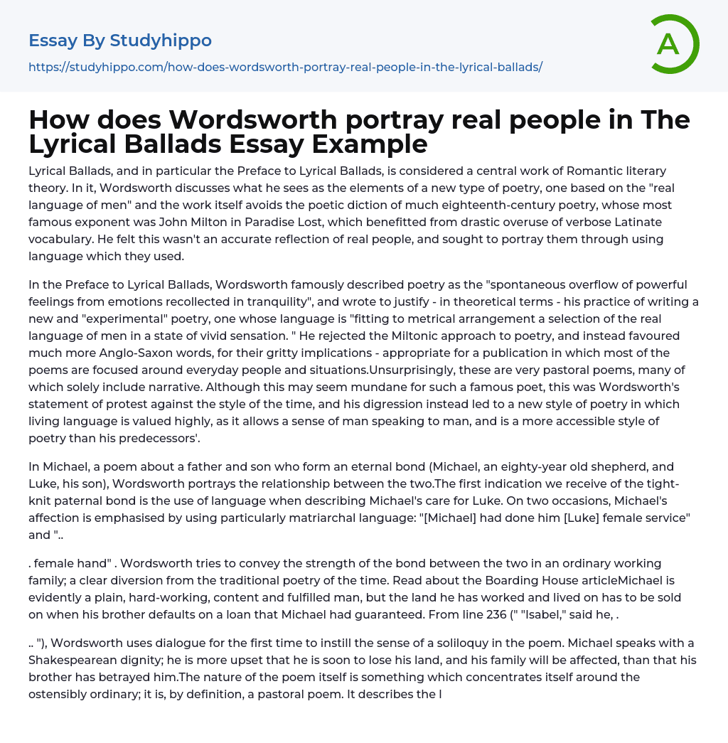 essay questions on lyrical ballads