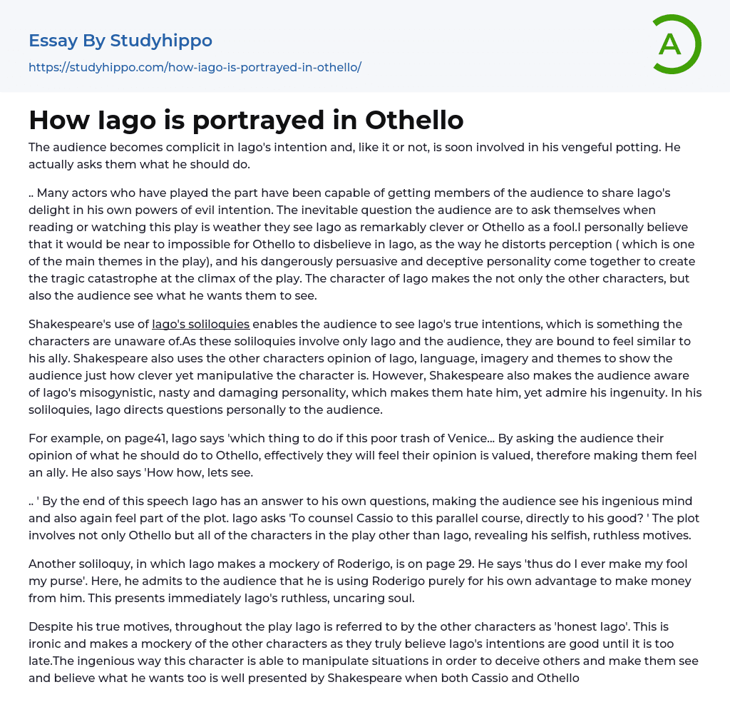 thesis about iago in othello