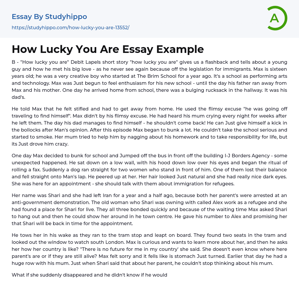 How Lucky You Are Essay Example