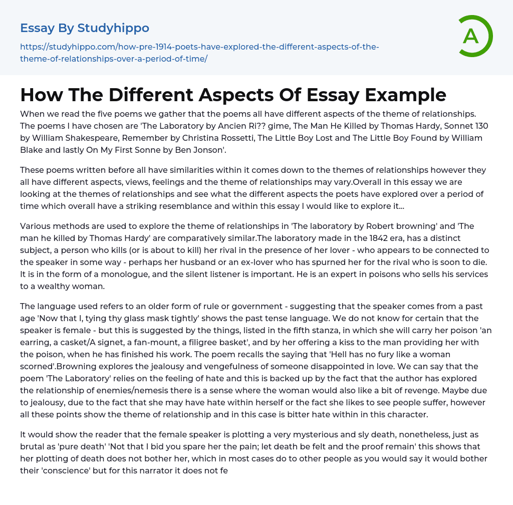 How The Different Aspects Of Essay Example
