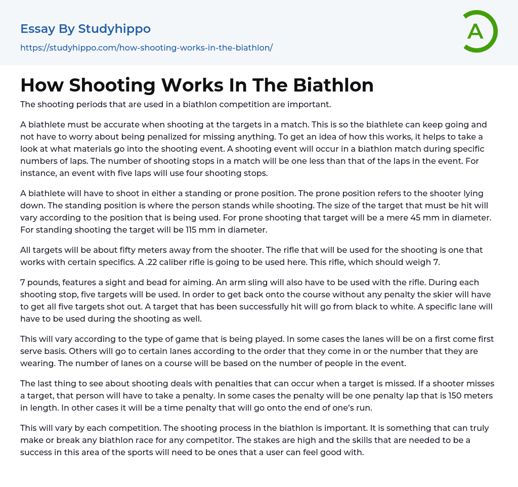 How Shooting Works In The Biathlon Essay Example