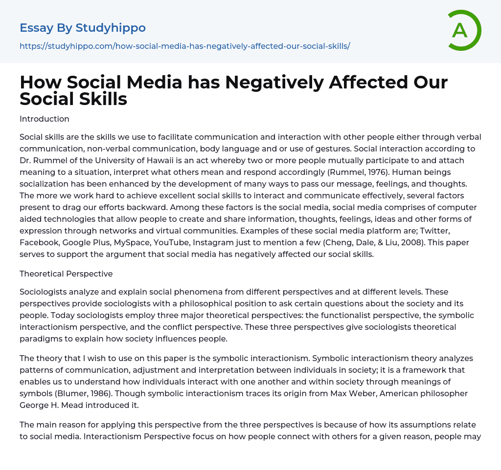 How Social Media has Negatively Affected Our Social Skills Essay Example