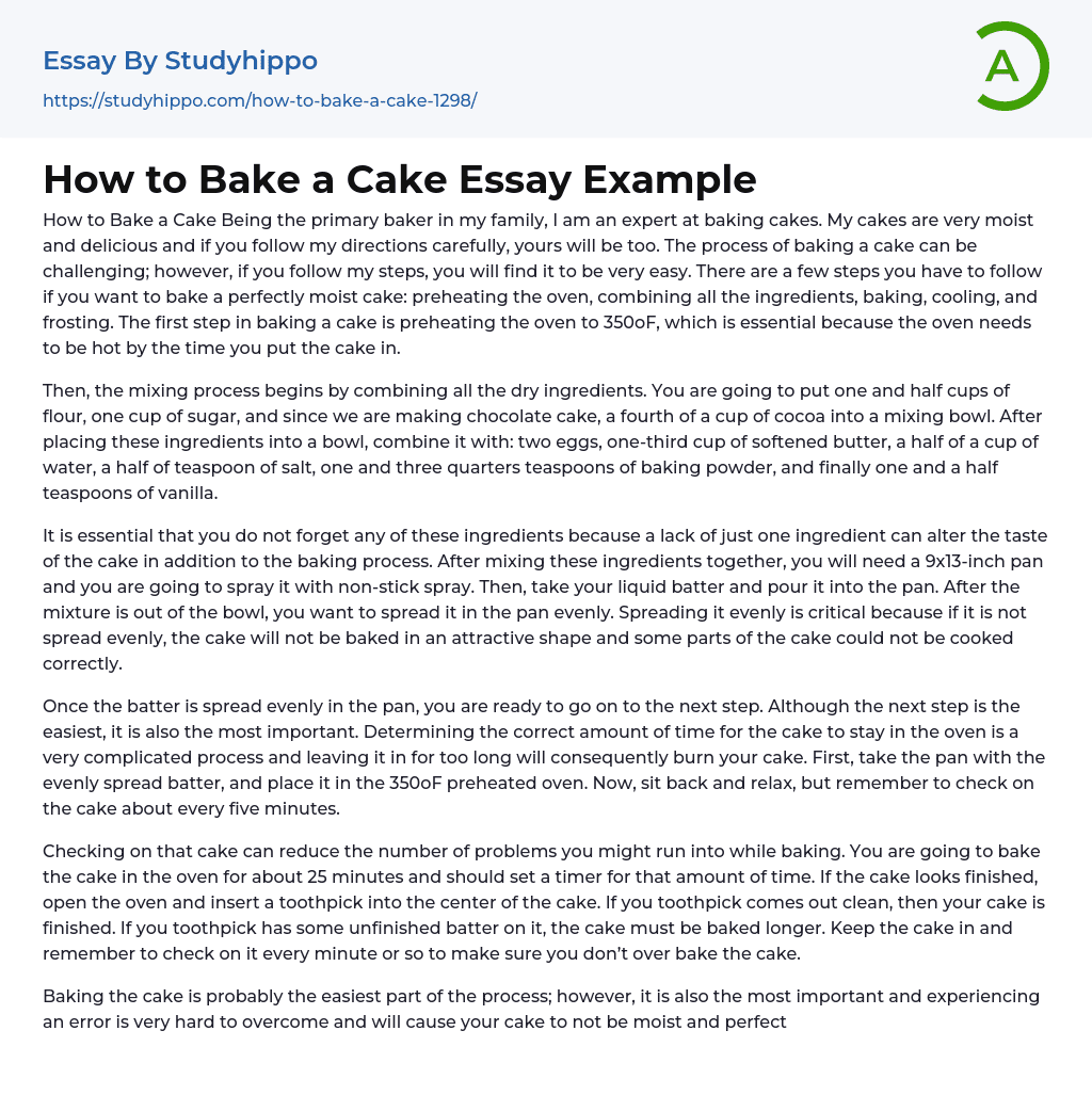 my hobby is baking cake essay