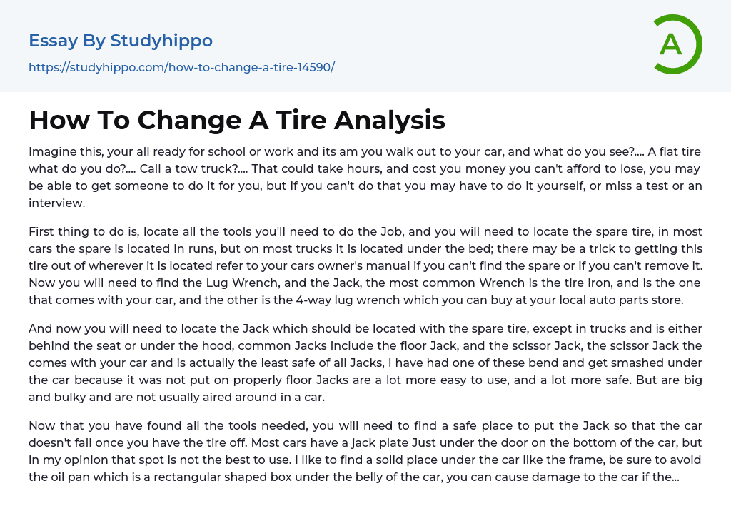 How To Change A Tire Analysis Essay Example
