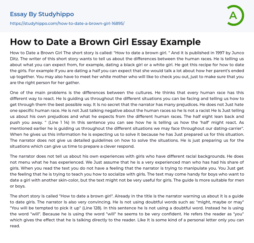 How to Date a Brown Girl Essay Example