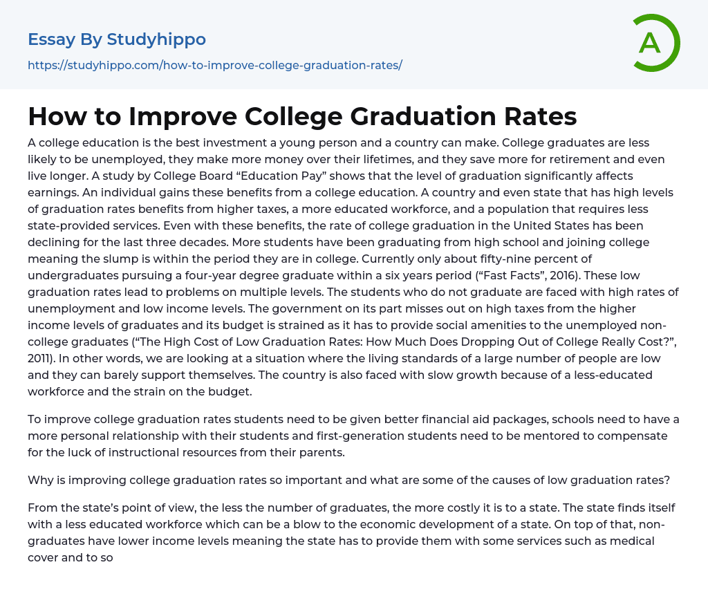 How to Improve College Graduation Rates Essay Example