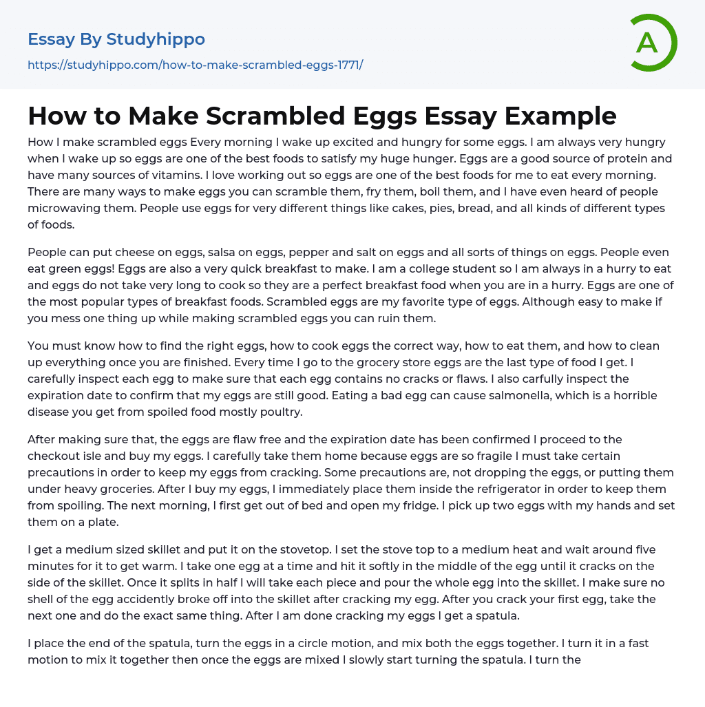 How to Make Scrambled Eggs Essay Example