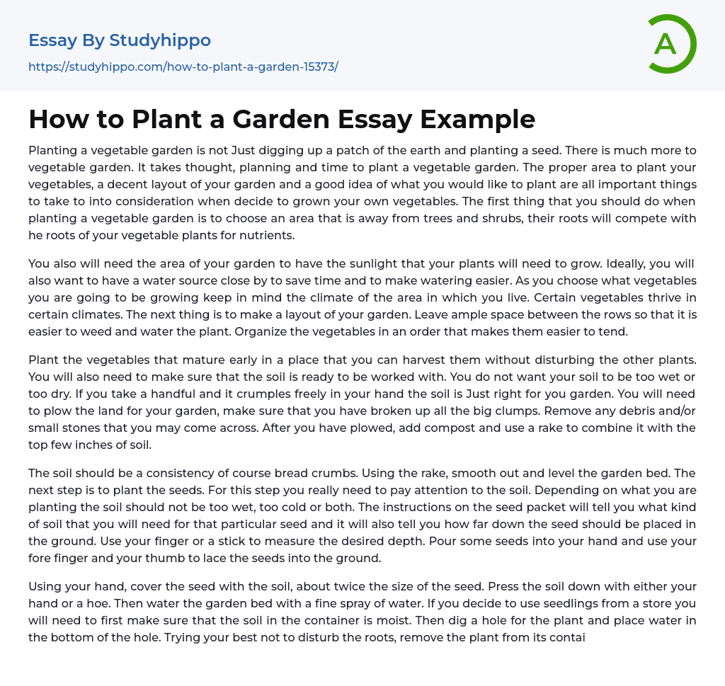 How to Plant a Garden Essay Example